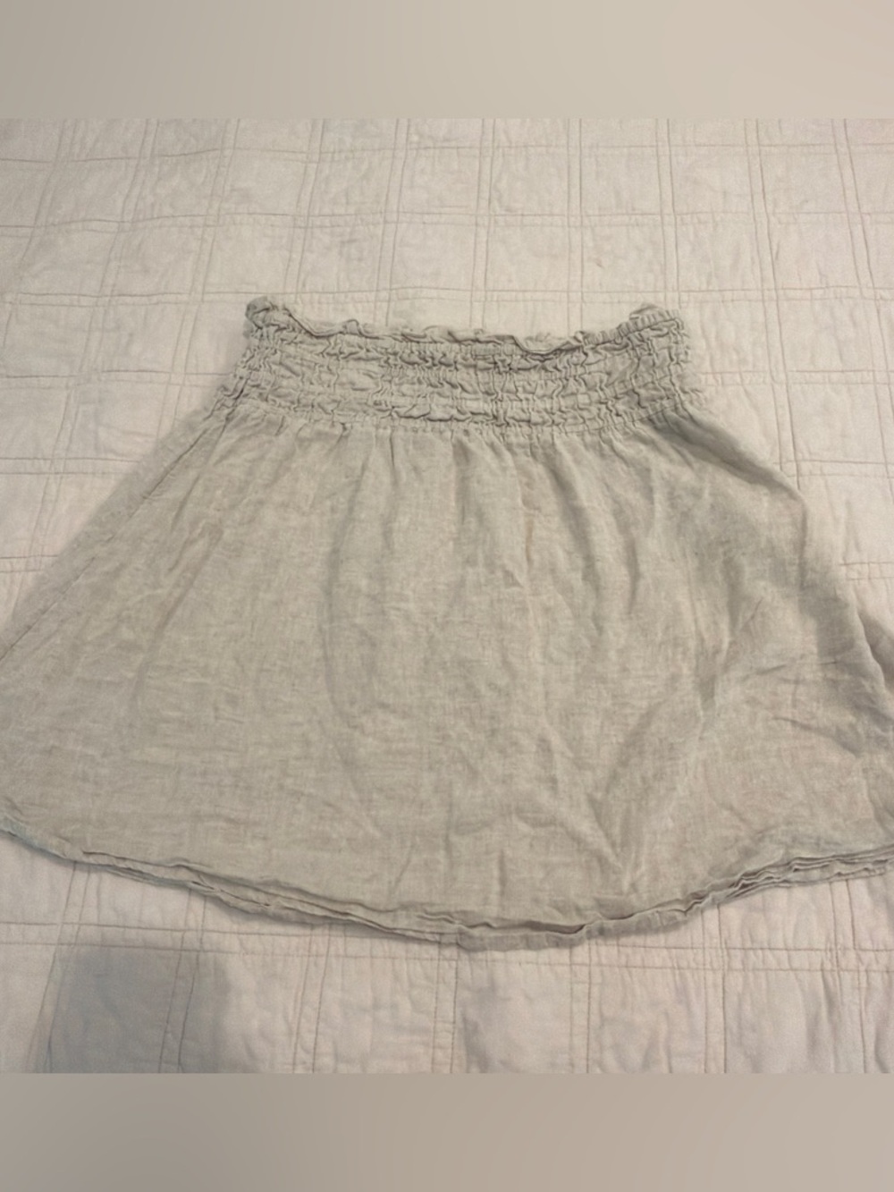 Anthropologie khaki Smocked-Waist Linen Mini Skirt